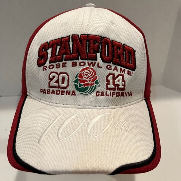Stanford 100th Rose Bowl Game 2014 Hat Red White Adjustable, Preowned - Picture 2 of 8